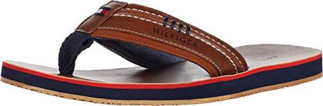 Tommy Hilfiger Men's Destino Flip-Flop, Cognac, 11