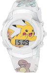 Pokemon Pikachu Digital LCD Quartz White Wrist Watch with White Strap, Cool Inexpensive Gift & Party Favor for Boys, Girls, Adults All Ages (POK4240AC)