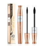 4D Silk Fiber Lash Mascara with 2 Brushes, 2 in 1 Mascara, Smudge-proof, No Clumping, No Flaking, Thick & Black, Waterproof Extra Long Lash Eyelashes, Voluminous Eyelashes (Pack of 1)