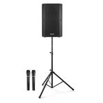 VONYX VSA700 15" Portable PA System with Stand, 1000W Battery Powered PA Speaker, Bluetooth, USB/SD MP3 Player & Two Wireless Microphones for Karaoke, DJs, Events, Conferences & Busking