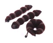 3PCS Brown Magic Hair Ring Styler Maker Tool Hot Hair Donut Bun Maker Updo Scrunchie Chignon Hairpiece Bun Round Ring Chignon Twist Shaper For Women Girls (1 Large+2 Small)