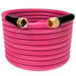 WELLUCK 75 FT Garden Hose - Food Grade Drinking Water Hose,Flexible Anti-Kink with Male to Female Heavy Duty Garden Hose for RV Camper Pink, 5/8inch Diameter