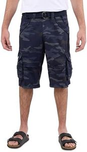 X RAY Mens Cargo Shorts Camo & Solid Colors 12.5" Inseam Knee Length Classic Fit Multi Pocket (Big and Tall Shorts for Men), Twill Taped Navy Camo, 40