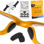 Eyeglass Nose Pads Anti Slip - 6 Pairs Ultra Thin 1mm Silicone Nose Pads for Glasses - Soft Stick On Nose Cushions for Eyeglasses & Sunglasses - Glasses Accessories Kit - (Black Beige)