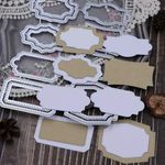 Lapoo 3D Backgrounds Frame Metal Cutting Die for Scrapbooking, New Cutting Dies DIY Album Card Making Decor Paper Craft Metal Die Cuts Party Wedding Decorations (Various Labels 6.2 x 5.1 in)