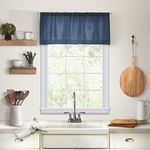 Elrene Home Fashions Cameron Linen Window Valance, 60" W x 15" L (1 Valance), Indigo Blue