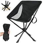 Saimly Upgraded Swivel Portable Chair - Small Compact Collapsible Folding Chair for Adults That Setup in 8 Seconds, Lightweight Outdoor Backpack Chair for Camping, Travel, Beach, Support 150 kg