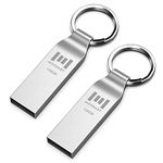 MOSDART 128GB Metal USB 2.0 Flash Drive 2 Pack exFAT Thumb Drives with Keychain 128 GB Waterproof Jump Drive 128G Memory Stick for Data Storage and Backup, Silver