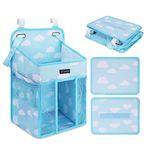 motherly Baby Crib Organizer Hanging Diaper Storage Detachable Multiple Pockets Stackable Nursery Essentials (Blue)