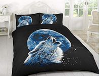 Y-H Yorkshire Homeware 3D Print Animal Printed Duvet Cover Set Single Double King Size Duvet Bedding Sets (Wolf Moonlight, Single)