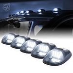 Xprite Cab Roof 16 LED Clearance Light, Rooftop Lens Marker Running Lights Compatible with Trucks Pickup Ford F150 Dodge Ram GMC Vans Lorry SUV POV Vehicle, Newest Version 5 PCS White