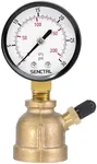 SENCTRL 0-30 Psi Gas Pressure Test Gauge, 2" Dial Size, 3/4" FNPT Connection, Brass Valve, Forged Brass Bell Shape Body Assembly