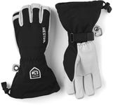 Hestra Leather Heli Ski and Ride Glove with Gauntlet,Black,8