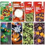 Cake Décor Halloween Cake Decorations with Spooky Edible Eyes, Edible Wafer Cobwebs, Mobster Sprinkles Megamix, Spooky Sprinkles Mix | Edible Halloween Cake Decorations