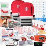 72HRS Deluxe Emergency Survival Kit - Heavy Duty 72 Hour Bug Out Bag Survival Kit for Earthquake, Hurricane, Tsunami, Winter, Blackout - Includes Emergency First Aid Kit, Water, Food (Red 3 Person)