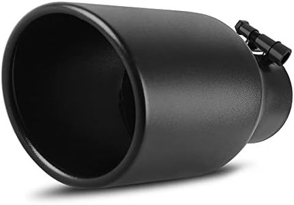 AUTOSAVER88 2.5 Inch Inlet Exhaust Tip, 2.5" Inlet 4" Outlet 9" Overall Length Black Powder Coated Finish Tailpipe Universal Stainless Exhaust Tips for 2.5" O.D. Tailpipe, Rolled Edge, Bolt On