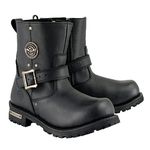 Milwaukee Leather Men's Black Leather Wide Width 6-inch Classic Engineer Motorcycle Boots w/Side Zipper MBM9040W - 8.5W