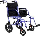 Platinum Health Hummingbird™ Ultra-Lightweight Foldable Transport Wheelchair, Handbrakes,12-Inch Rear Wheels, Extra-Wide Seat. Convenient Table-Length Padded Armrests. (Dusk Purple)