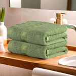 Kuber Industries Pack of 2 Cotton Hand/Face Towels For Men & Women | Easily Washable | Workout Gym Napkins For Men | Pocket Towel - Green