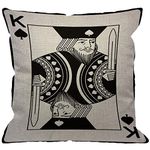 HGOD DESIGNS Poker Card Throw Pillow Cover,King of Spade Spades Playing Casino Vegas Decorative Pillow Cases Cotton Linen Square Cushion Covers for Home Sofa Couch 18x18 inch