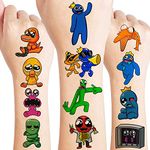 4 Sheet Rainbow Friends Temporary Tattoos for Kids, Birthday Party Supplies Decorations Favors Video Game Tattoos Stickers Gifts for Boys Girls Cute Themed Party Classroom School Prizes