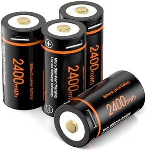 TESSGO 4 Pack Rechargeable 3V Lithium Batteries, 2400mWh High Capacity, USB Charging Input, Micro USB Cable, Rechargeable Camera Batteries