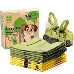 YORJA Tie Handles Dog Poo Bags, 440 Pet Poop Bags, Thick and Strong 100% Leak-Proof Biodegradable Waste Bags