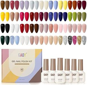 GAOY 42 Pcs Gel Nail Polish Kit, Black Brown Red Glitter Jelly Colors All Seasons Gel Nail Polish Set with Glossy & Matte Top Coat and Base Coat for Nail Art DIY at Home