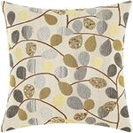 CaliTime Throw Pillow Covers Luxury Chenille Cute Leaves Decorative Cushion Case Shell for Couch Sofa Home 16 X 16 Inches Ecru Grey