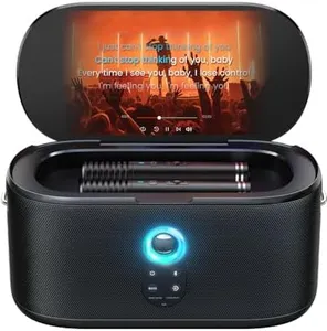 Ikarao Smart Karaoke Machine, Built-in 10.1" Screen Lyrics Display for Adults Kids, 2 Auto Charging Wireless Microphones, Portable Bluetooth Speaker PA System with WiFi, HDMI for Home TV Outdoor Party