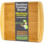 GREENER CHEF 15 Inch Medium Cutting Board with Lifetime Replacements, Bamboo Cutting Boards for Kitchen, Butcher Block, Medium Wooden Chopping Board for Meat, Veggies, Non Toxic Charcuterie Board