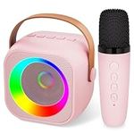 Kids Karaoke Machine, Portable Bluetooth Speaker with Wireless Microphone for Kids, Music Toys Gifts for Girls 4, 5, 6, 7, 8, 9, 10 +Year Old (Pinkcolor