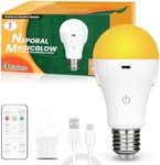 Neporal MagicGlow Rechargeable Light Bulbs with Remote, 3 Colors Shift + Dimmable Battery Powered Light Bulbs, USB Rechargeable, A19 Emergency LED Light Bulbs, 15W, Up to 24 Hours, 1 Pack