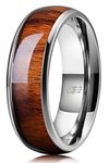 Three Keys Jewelry 8mm Titanium Wedding Band Engagement Ring Silver with Real Santos Rosewood Wood Inlay Comfort Fit Size 11.5