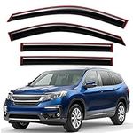 Lightronic WV194557 in-Channel Side Window Visor Deflector Vent Rain Guard, Dark Smoke Shatterproof Auo Shades, 4-Pieces Set, Fit for 2016-2022 Honda Pilot (EXCLUDES Touring Model)