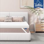 Doubleslee 4 Inch Memory Foam Mattress Topper Double Bed, Gel-Infused Cooling Orthopedic Double Mattress Topper for Back Pain Relief, Washable Cover With Elastic Straps 135x190x10cm