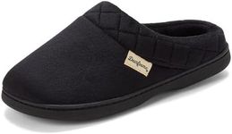 Dearfoams Women's Indoor/Outdoor Memory Foam Darcy Microfiber Velour Clog, Wide Widths Slipper, Black, 7-Numeric_8
