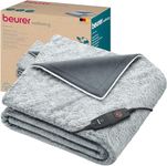 Beurer HD 75 Nordic Grey Electric Blanket, Heat Blanket Made from Recycled Material, Cuddly Soft, 6 Temperature Levels, Machine Washable, Automatic Shut-Off, 180 x 130 cm