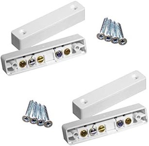 2 Pack of Burglar Alarm Door/Window Contact Detectors - Wired - White - Professional Quality