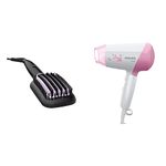 PHILIPS Bhh880/10 Heated Straightening Brush With Technology (Black) Hp8120/00 Hair Dryer (Pink), 1200 Watts