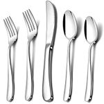 Herogo Heavy Duty Stainless Steel Silverware Set, 40-Piece Heavy Weight Modern Flatware Cutlery Set for 8, Fancy Tableware Eating Utensils Set for Home Wedding, Dishwasher Safe, Mirror Finished