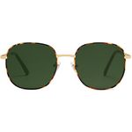 SOJOS Classic Square Sunglasses for Women Men with Spring Hinge Sunnies SJ1137, Dark Tortoise/Green