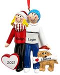 Personalized Christmas Ornaments 2022 - Winter Couple Ornament with Dog – Customized Ornaments for Couples – Polyresin Couple Christmas Ornaments 2021 – Unique Dogs First Christmas Ornament