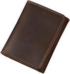 LnxLtw Leather Business Card Holder for Men – Vintage Card Case with Snap Closure, Holds 20 Business Cards, 5 Card Slots & Cash Pocket, Full-Grain Leather Card Wallet with Gift Box (Coffee Brown)