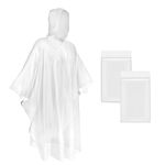 TORASO Rain Ponchos for Adults Disposable Drawstring Hood Clear Rain Poncho Emergency Raincoats,Waterproof,2 Packs.CA