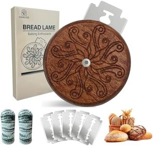 COOHLYEE UFO Wooden Bread Lame Slashing Tool, Dough Scoring Knife with 5 Razor Blades and Storage Cover,Sourdough Bread Scoring Tool for Homemade (Octopus patterns)