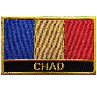 Uijokdef 1 PCS Chad Flag Patches Iron On or Sew On Embroidered Tactical Military National Chad Patch (Chad)