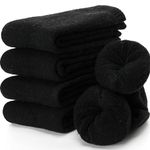 EBMORE 5 Pairs Womens Merino Wool Thermal Socks Winter Thick Warm Hiking Cozy Crew Comfy Boot Socks, Black (5 Pairs), One Size
