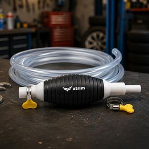 Xtrim Fuel Transfer Pump Kit, High Flow 2 Meter PVC Hose, Portable, Manual Car Bike Fuel Transfer Pump, Siphon Hand Pump for Petrol, Diesel, Oil, Water, Leak Proof Valve for Truck & Fish Tank Use