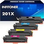 4-Pack 201X 201A CF400X CF400A Compatible for HP M277dw Toner Cartridge Replacement for Color Laserjet pro MFP M277n M252dw M274n M252n M277c6 M277 M252 M274 CF401X ( Black Cyan Yellow Magenta )